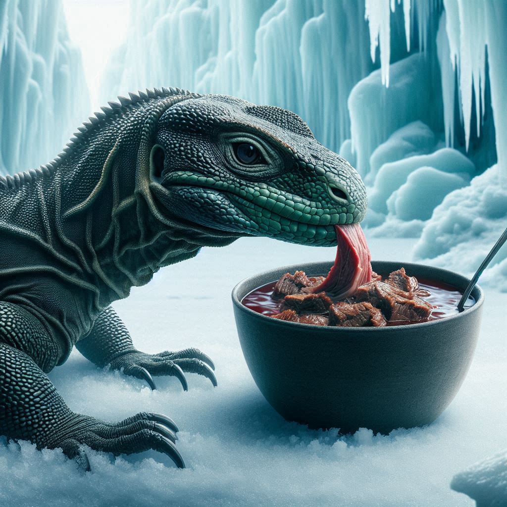 Beithir had fun eating mega bear soup last night 🍗🐊